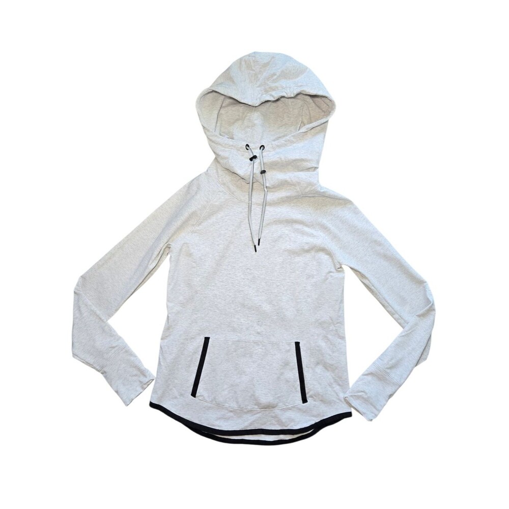 Athleta Cream Pullover Hoodie with Black Trim